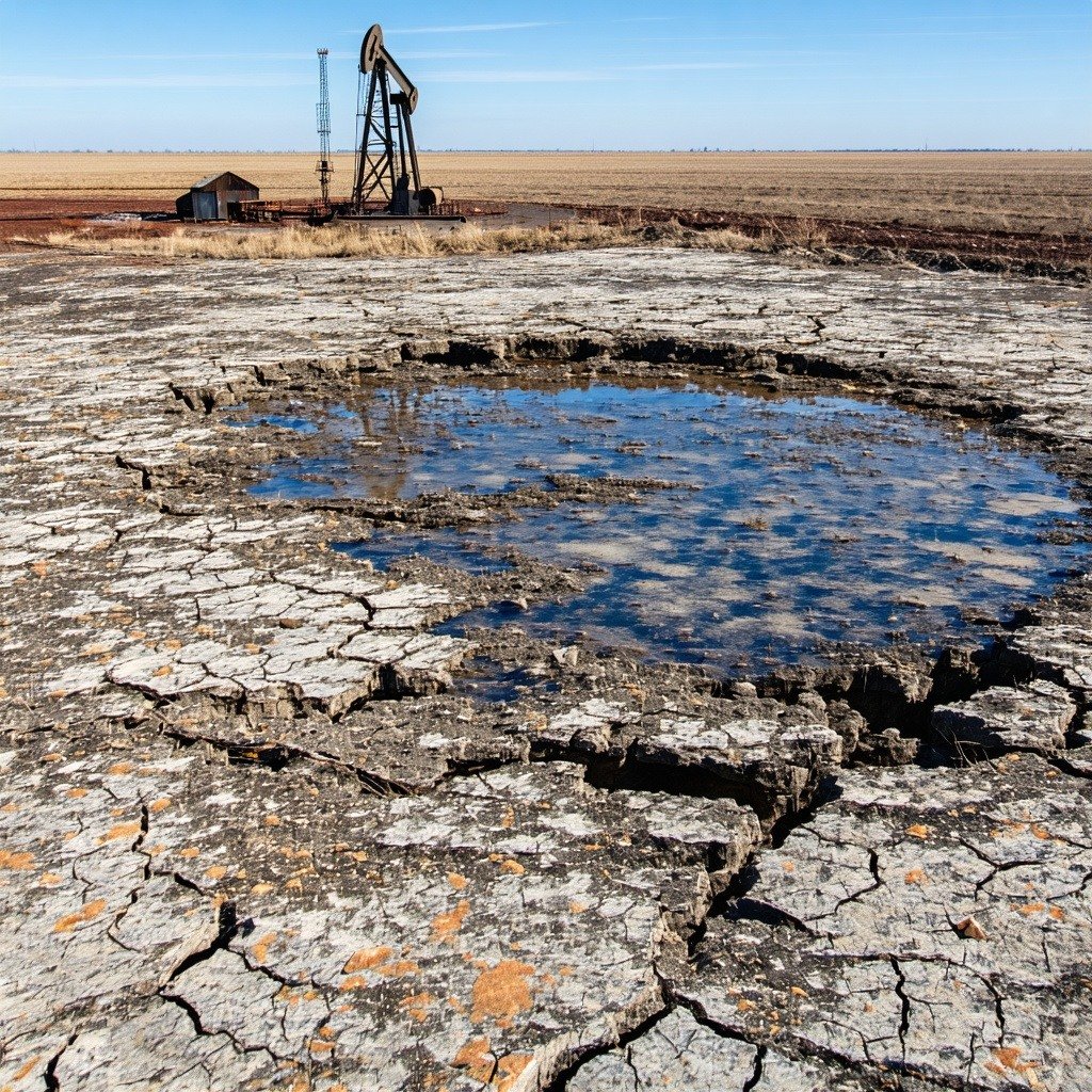 abandoned oil well with cracks abandoned oil well with cracks